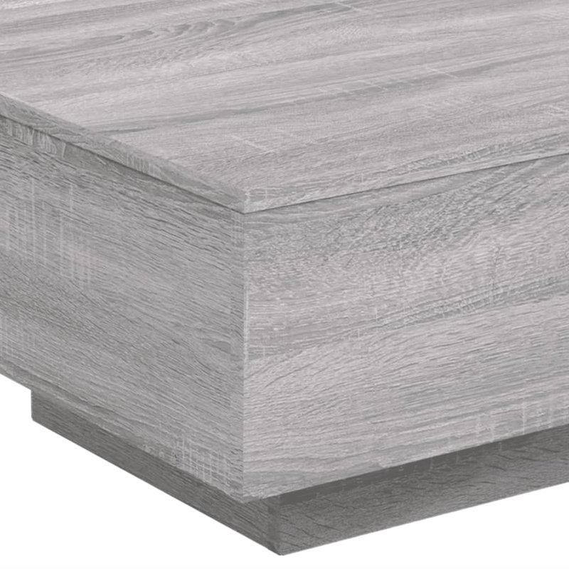 Table basse avec lumières DEL vidaXL, Sonoma gris, H 31 cm x l 55 cm x P 55 cm
