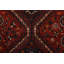 Tapis rouge rétro en laine noué à la main 3 pi 4 po x 9 pi 7 po Tribal Vintage