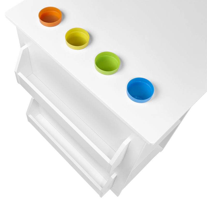 White Minimalist Children's Activity Table with Storage Bins