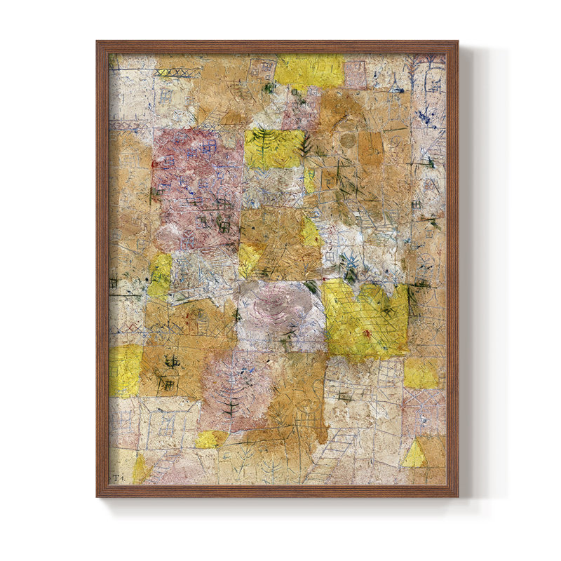 Impression florale vintage encadrée Cxxxii - bois massif, H 30 po x l 24 po, Noyer