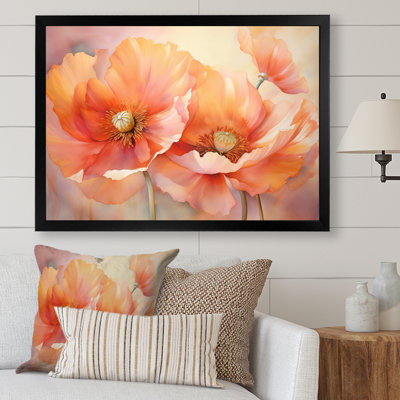 Coral Poppies Romantic Impression VI - Art mural de coquelicots pour le salon