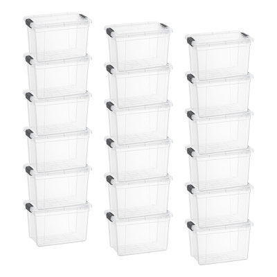  Boîte de rangement transparente avec couvercle, 8,7 pintes de bacs en plastique pour l'organisation, caisses empilables, sans BPA, non toxique, sans odeur, organisateurs pour la maison, le bureau, l'école et le dortoir, paquet de 18