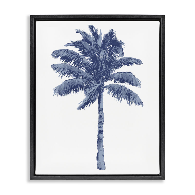 Art mural moderne sur toile de palmier moderne, design par Kristen Drew, H 21 po x l 17 po, Cadre flottant noir de jais