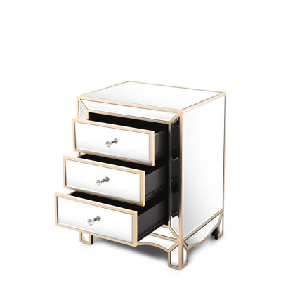 3 Cabinet With Enchanting Champagne Mirror. Crafted + Thick Glass. Suited For Living Rooms, Bedrooms, Corners. High Heat Resistance, Simple To Clean Effectively And Swiftly. Crystal Handle Smooth