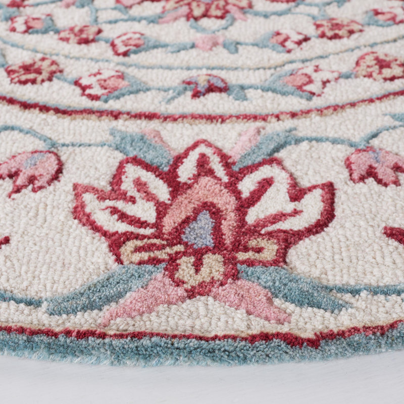 Daishawn Hand Tufted Wool Floral Rug, Round 5'