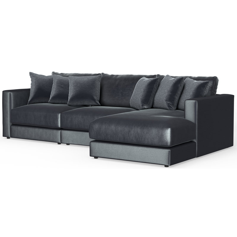 Nyrie 3-piece Modular Sofa Chaise, Blue/Gray Polyester