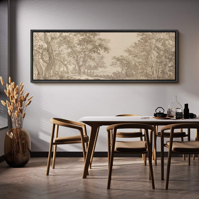 Grande impression sur toile encadrée - impression de paysage rétro pour décoration rustique, H 20 po x l 60 po, Noir