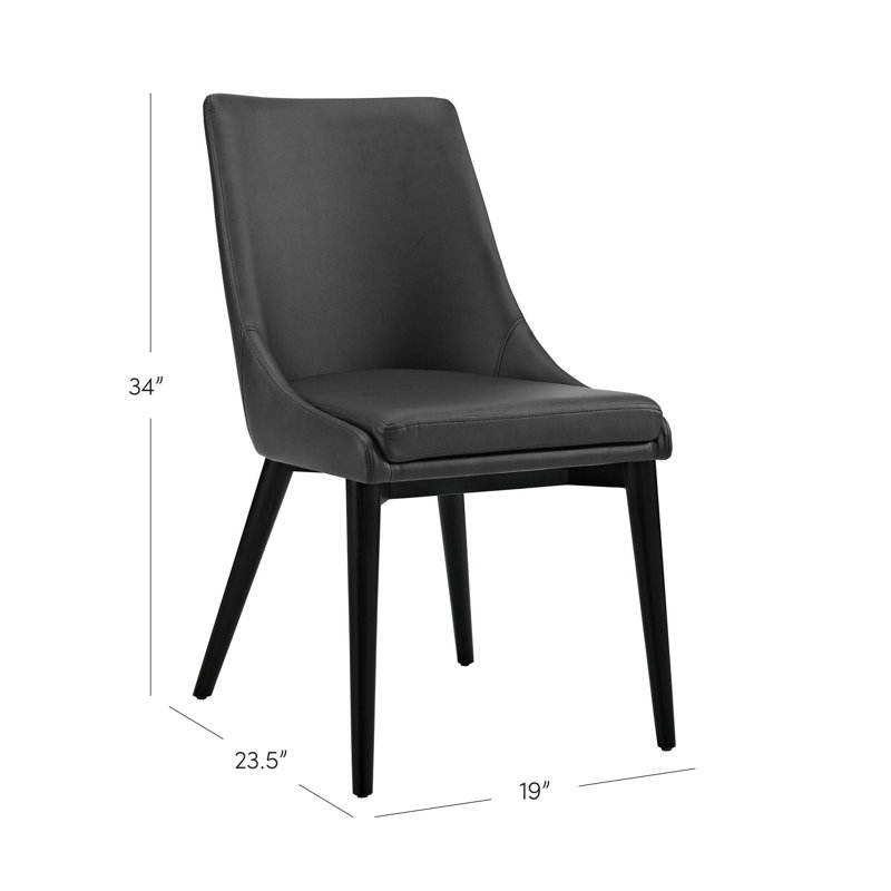 Modway Viscount Vinyl Dining Chair (Single Chair), Black Faux Leather