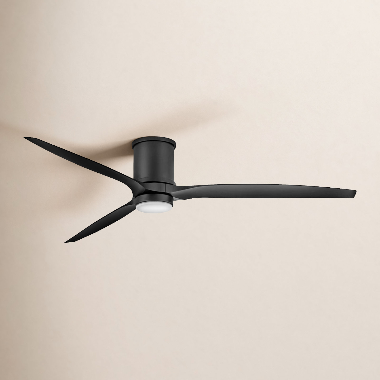 Hover 72-in Indoor/Outdoor Flush Mount Smart Ceiling Fan with Integrated LED + Remote, Matte Black