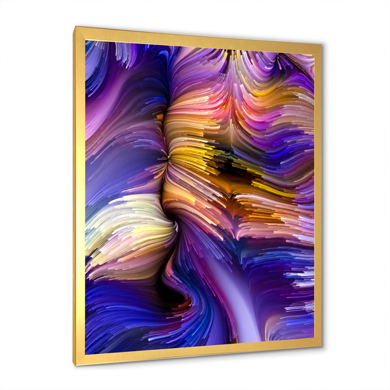 Élégance de liquide Art IV - art mural moderne sur toile, H 12 po x l 8 po x P 1 po, Cadre doré