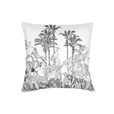 Housse de coussin en lin noir et blanc pour animal 26 po x 26 po