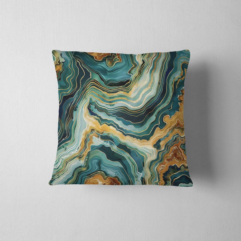 Housse de coussin réversible Agate, H 22 po x l 22 po, Vert / Jaune / Gris