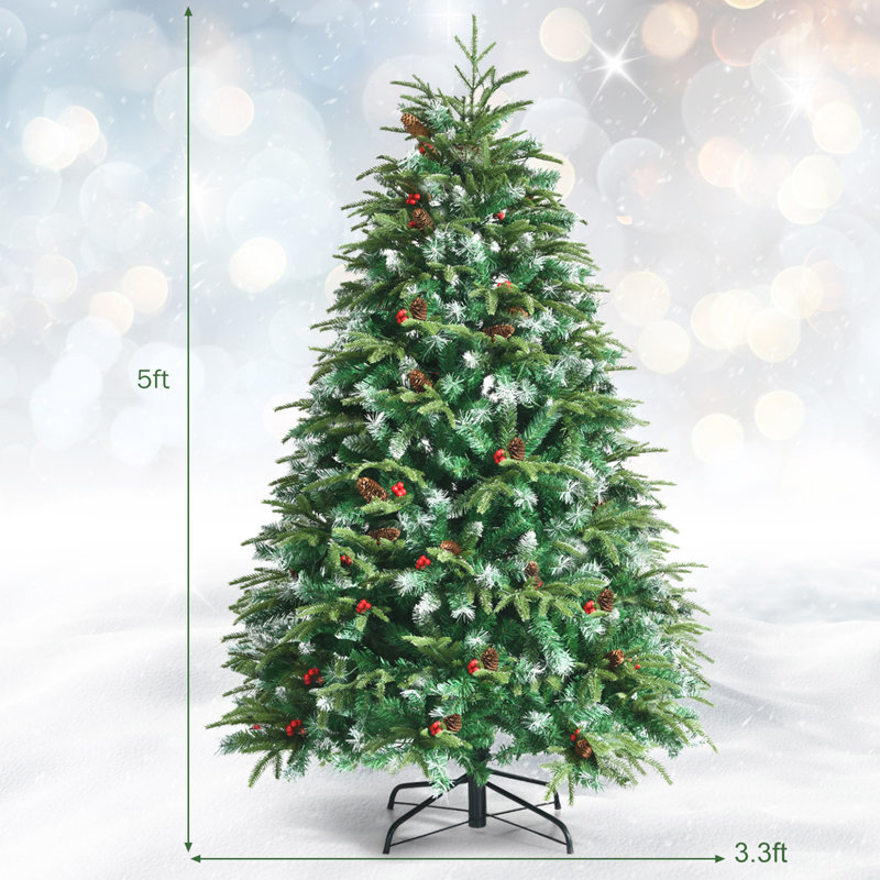 Arbre de Noël vert en cachemire artificiel vert avec lumières DEL, 5 pi