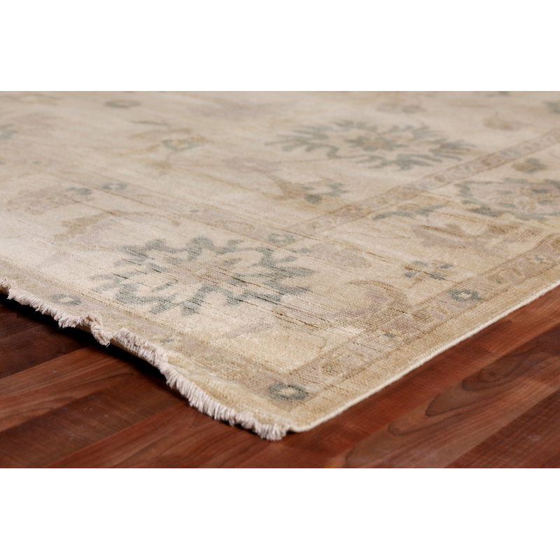 Antique Weave Oushak Wool Oriental Area Rug in Ivory, Rectangle 14' x 18'