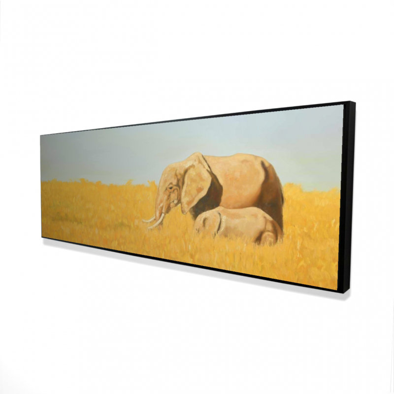 «Elephant And Its Little One» sur toile, 20"H x 60"W