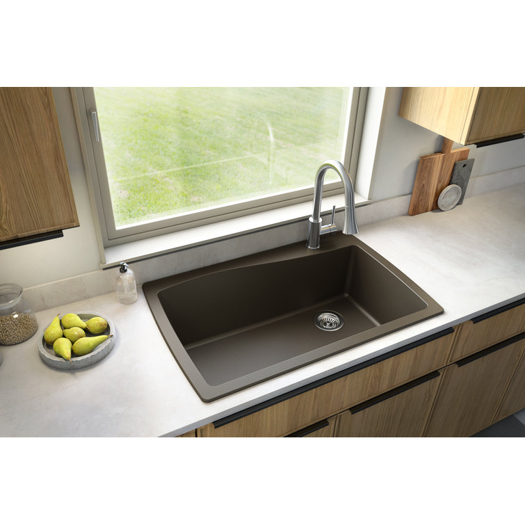 Karran Drop-in Quartz Composite 34'' X 22'' 1-Hole Single Bowl Kitchen Sink