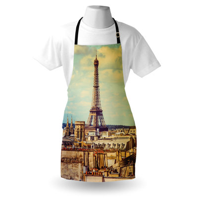 Tablier East Urban Home Tour Eiffel unisexe Paris City taille adulte vert amande jaune