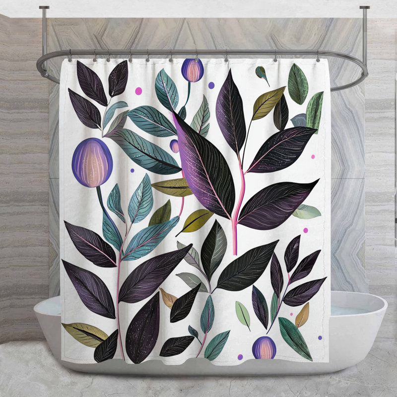 Rideau de douche Botanical Leaves - Floral, H 73 po x l 70 po