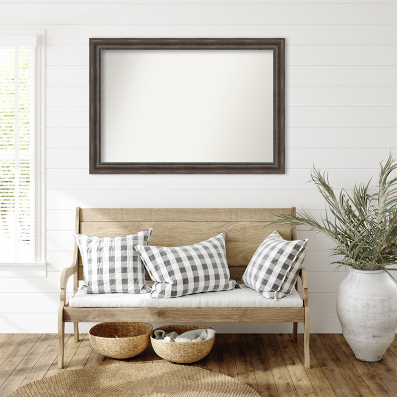 Miroir mural en bois massif Bostynn, Rectangle, H 34,5 po x l 49,5 po