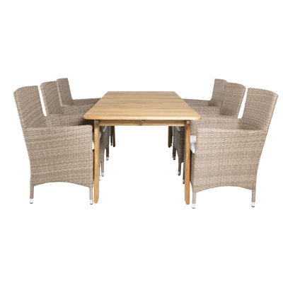 Charvi 6 - Person Wood Patio Dining Set with Rectangular Table