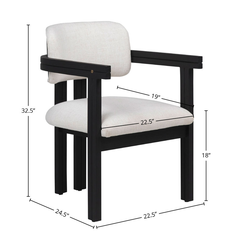 Nathaniel Polyester Blend Upholstered Dining Chair, Off-White Boucle/Natural