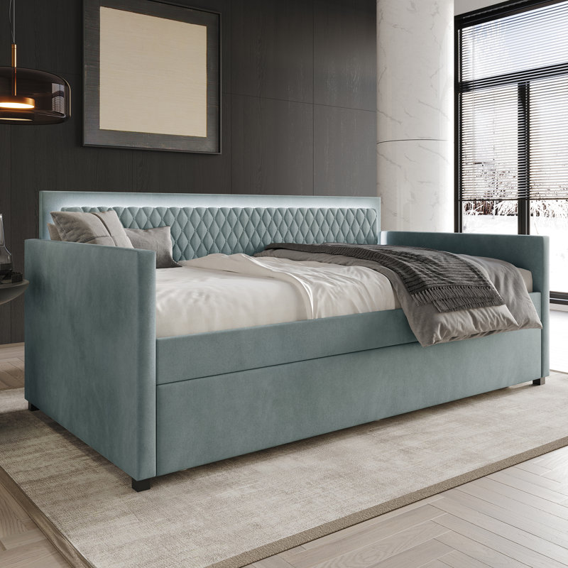 Lit de jour avec couchette Jenecia, Bleu clair