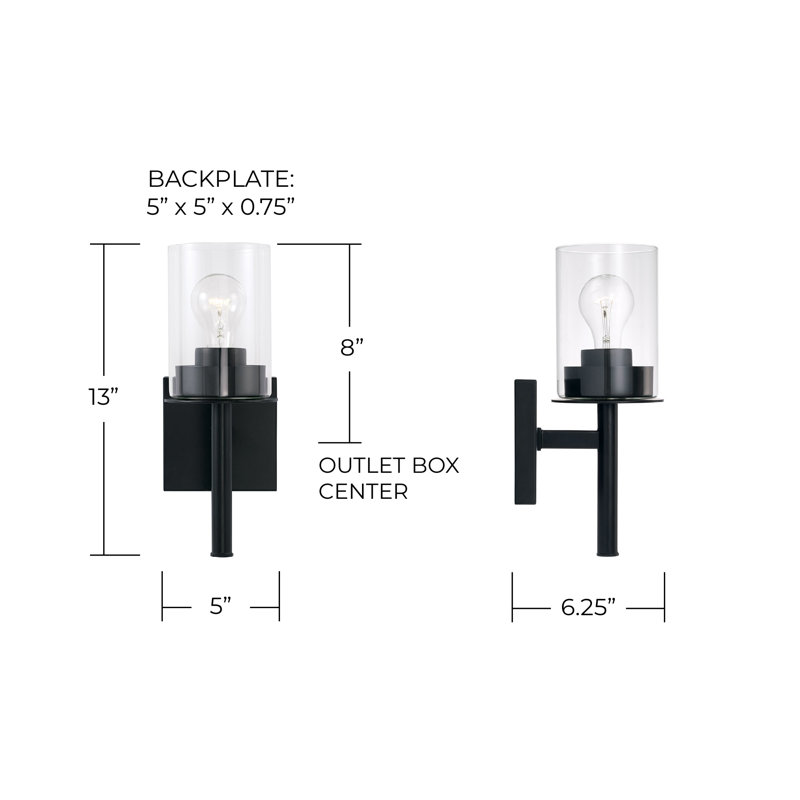 Mason Armed Sconce, Matte Black