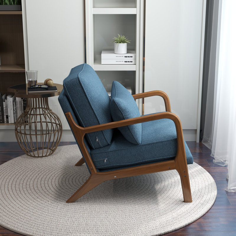 Fauteuil rembourré, Lin bleu marine
