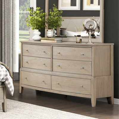 Classic Farmhouse Style Six-Drawer Dresser Wooden Bedroom Furniture 1Pc Strong Durable