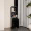 52 po de hauteur, noir, armoire mince, espaces de vie, 2 tablettes ouvertes, assemblage facile, différentes zones, résistance