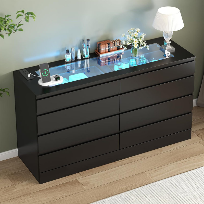 Jessey 47'' W 8 - Drawer Dresser, Black