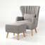Kiro Upholstered Wingback Chair with Footstool-50289927
