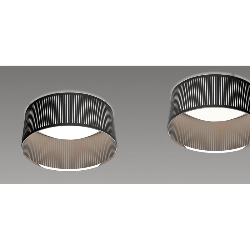 Solis 1 - Light Single Drum LED Pendant, Black, 10" H x 24" W x 24" D