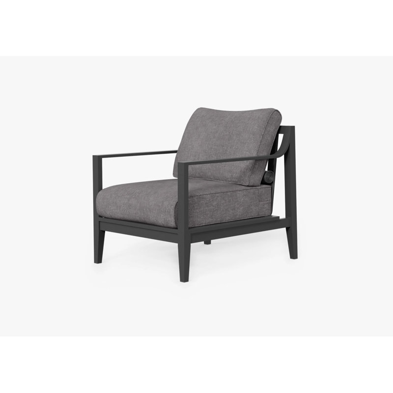 Fauteuil d'extérieur blanc en aluminium , Gris caillou foncé, Noir, noir, noir, noir