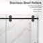 Porte de douche coulissante simple sans cadre Tova avec verre trempé et roulettes en acier inoxydable-123043989-123043990