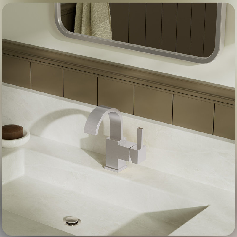 NO Single-handle Bathroom Faucet with Drain Assembly, Brushed Nickel