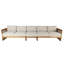Canapé modulaire d'extérieur en bois d'acacia avec coussins crème Guzal