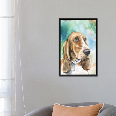 « basset i », reproduction sur toile