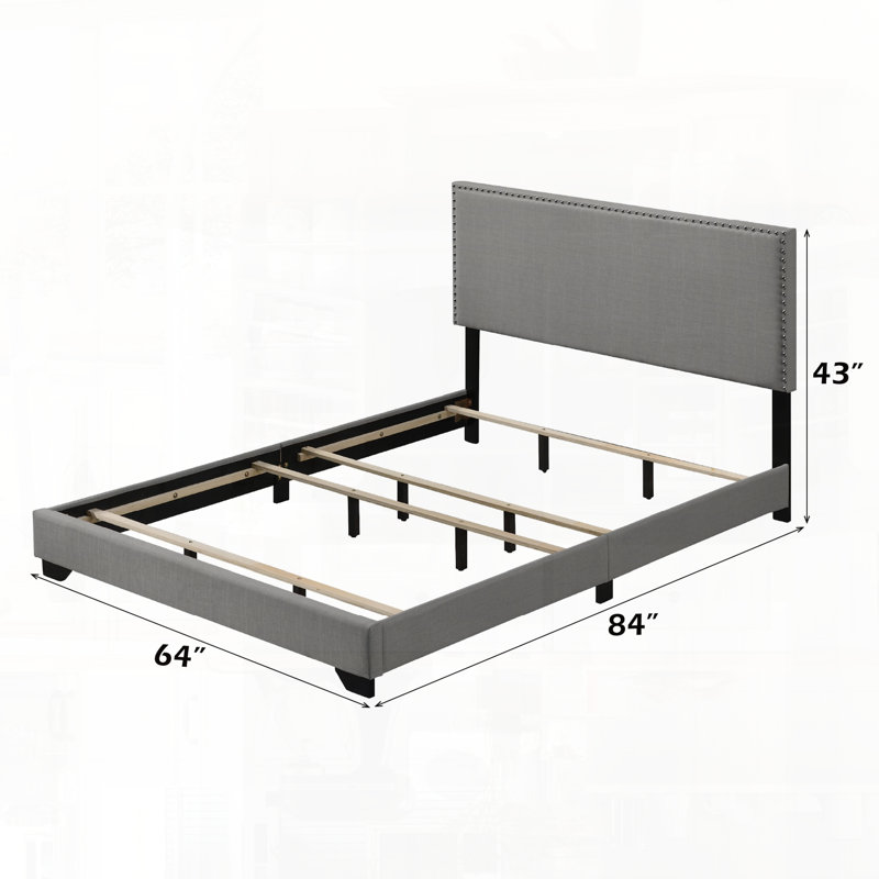 Grand lit en tissu gris clair, Gris clair