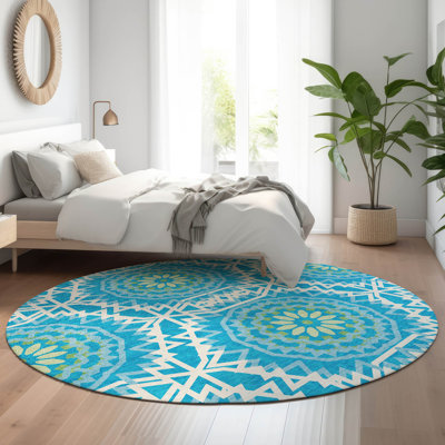 Premium Machine Washable Cerrito Blue Rug