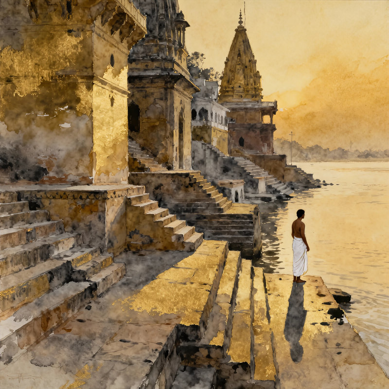 Toile tendue Golden River, 20"W x 20"H x 1.5"D