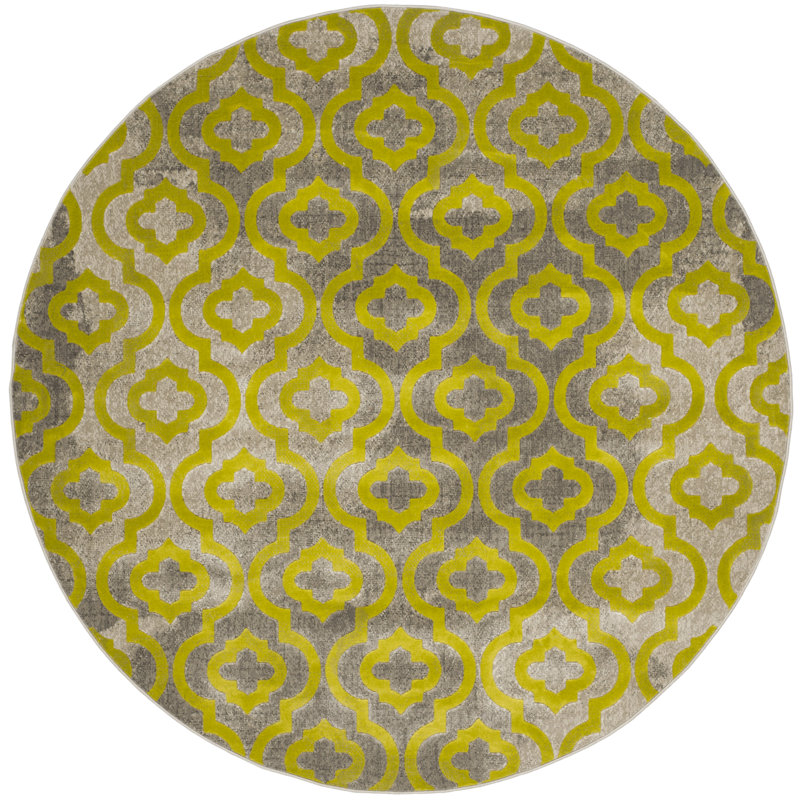 Tapis gris clair / vert Danilyn, Rond 6 pi 7 po