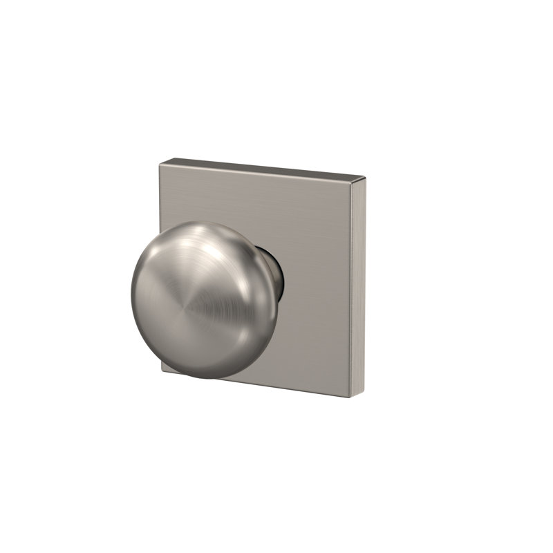 Plymouth Non-Turning Knob with Collins Trim, Satin Nickel