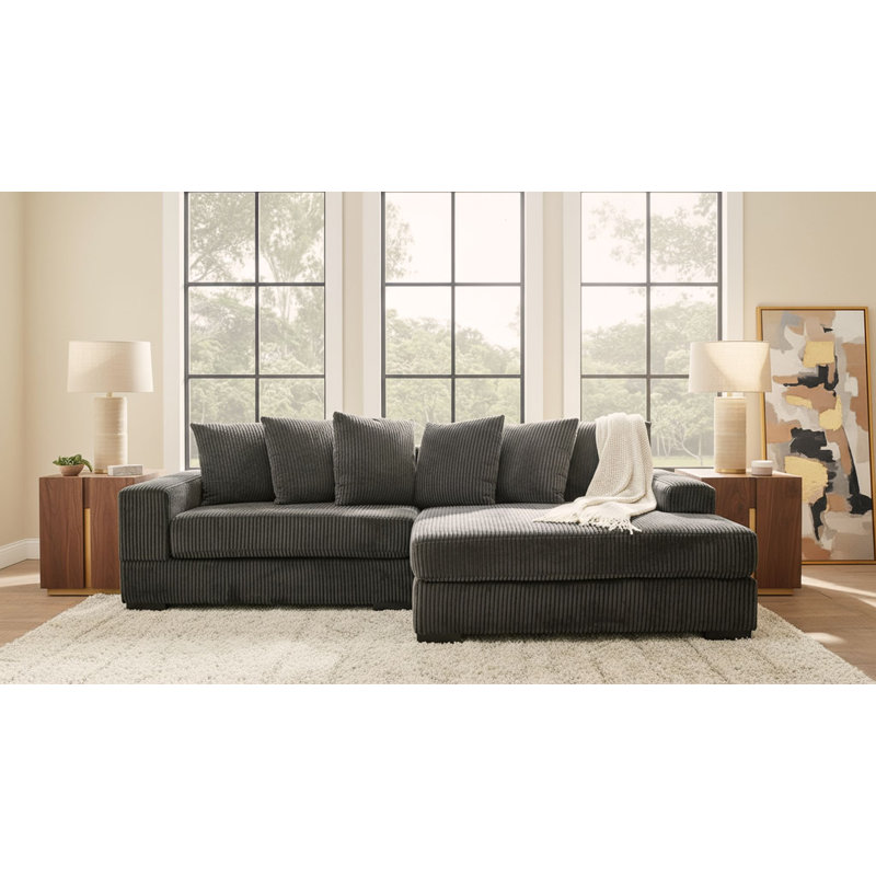 Luxe 108" Corduroy Sectional, Smoke