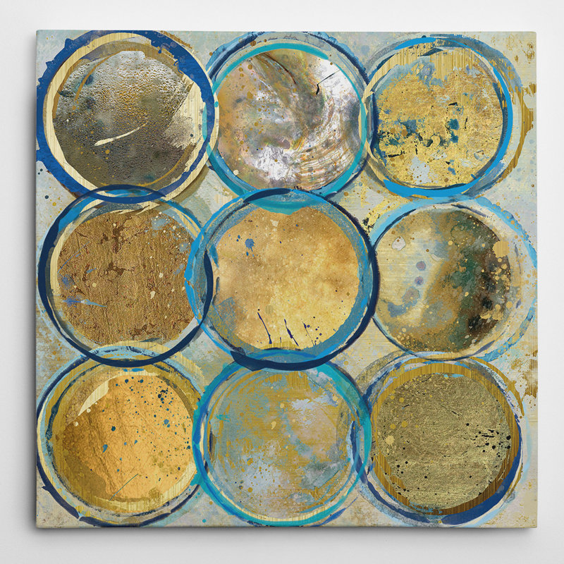 « indigo gold » par carol robinson, reproduction d’art sur toile tendue, H 24 po x l 24 po x P 1,5 po