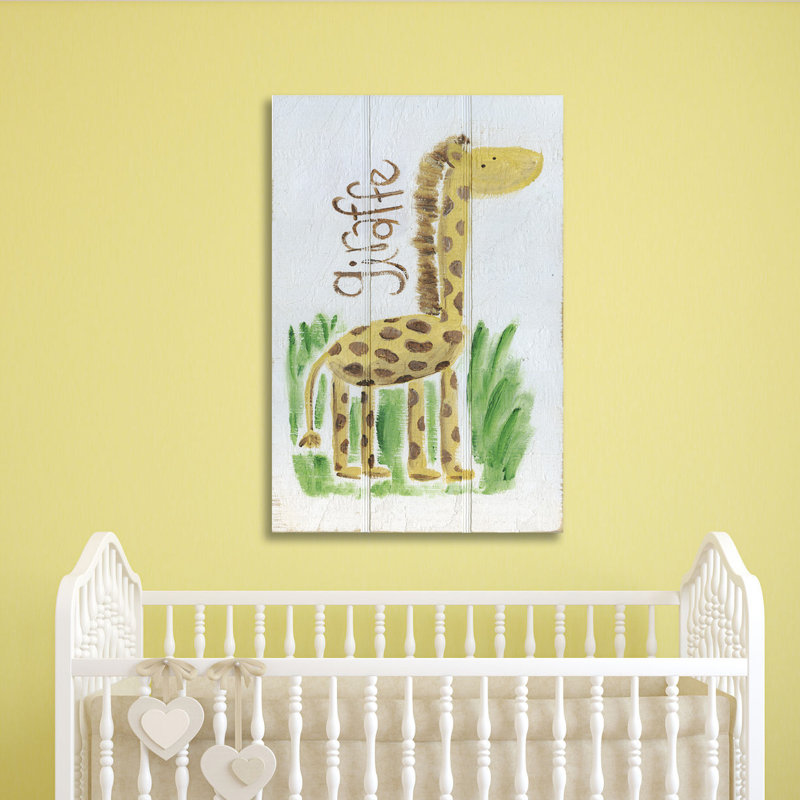 Happy Giraffe by Erin Burston - Wrapped Canvas Painting, 46 cm H x 30 cm W x 4 cm D