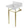 Edwardian White/Gold Metal Rectangular Console Bathroom Sink with Overflow