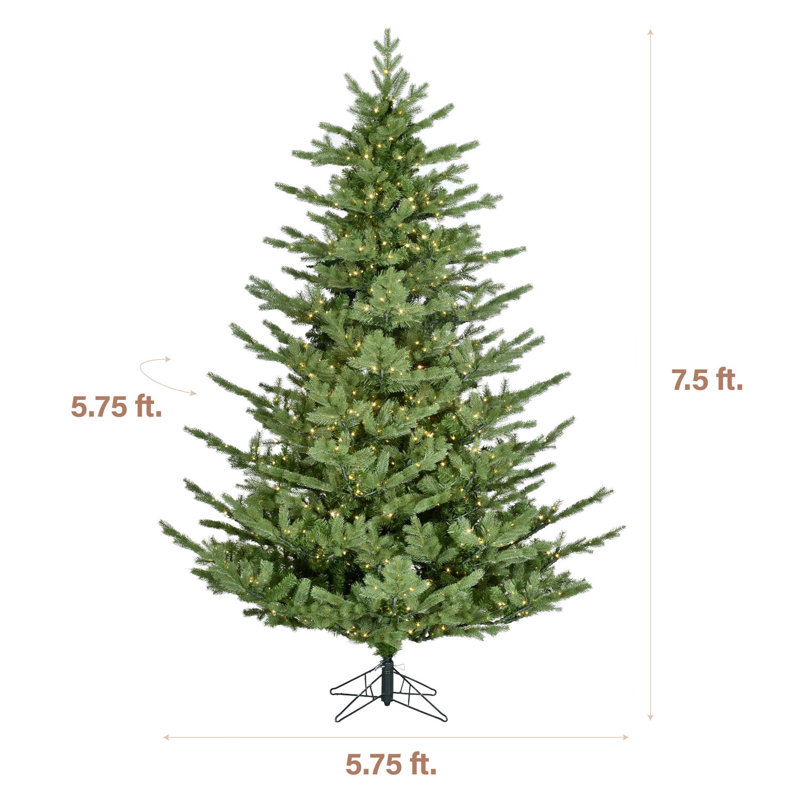 Fraser Hill Farm Prelit Foxtail Pine Artificial Christmas Tree with Stand and Remote Control, Warm White, 7.5'