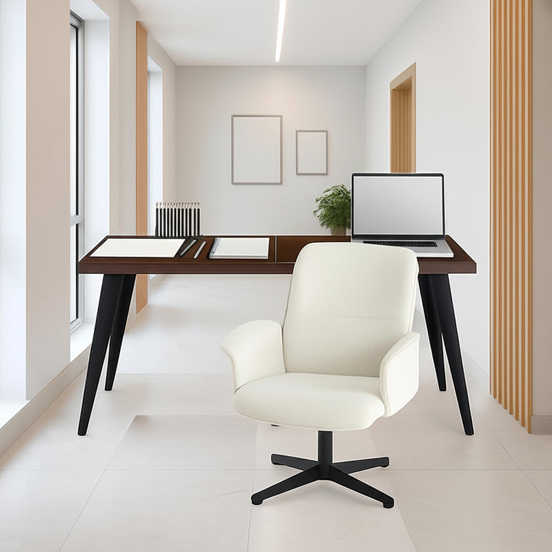 Ensemble de bureau et de chaise de bureau moderne avec plateau réglable et pivotant en bois, design ergonomique pour bureau, salle de conférence, espace de réception