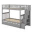 Lit superposé simple au-dessus de simple en bois massif durable avec structure d'escalier de rangement gigogne-136775247